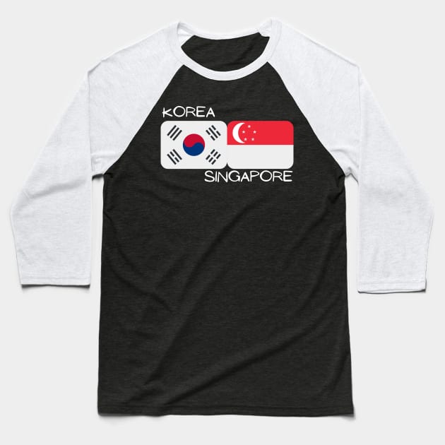 Korean Singaporean - Korea, Singapore Baseball T-Shirt by The Korean Rage